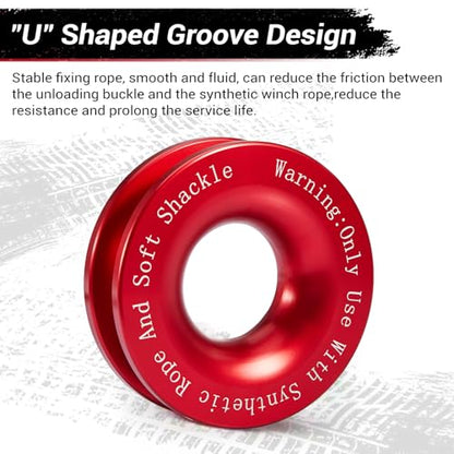 Soft Shackle & Recovery Ring Set 2pcs 1/2"x22" Synthetic Winch Rope 56,000lbs Breaking Strength, 1pcs Snatch Ring for ATV UTV SUV Truck Offroad Vehicle Orange - size: Orange Shackles+ Red Ring