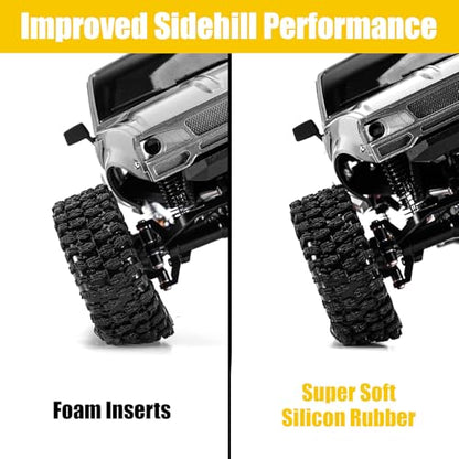 INJORA 1.0 Silicone Rubber Inserts and S5 Rock Terrain Crawler Tires for TRX4M SCX24 1/18 1/24 RC Crawler Car Upgrade