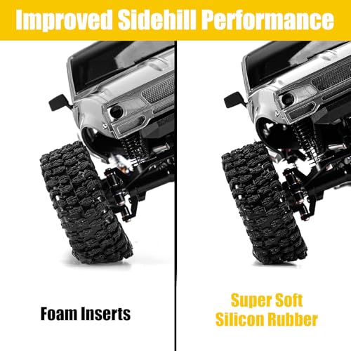 INJORA 1.0 Silicone Rubber Inserts and S5 Rock Terrain Crawler Tires for TRX4M SCX24 1/18 1/24 RC Crawler Car Upgrade