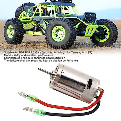 HERCHR 390 Brushed Motor, Waterproof Motor for 1/16 1/18 RC Cralwer Car 21000RPM High Torque Low Noise Stainless Steel RC Motor Replacement, Shaft 2.3mm/0.09in