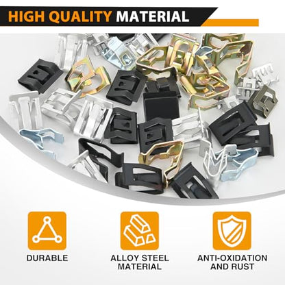 GOOACC 100Pcs 10 Sizes Metal Trim Clip Spring Moulding Clip Universal Auto Body Fastener Clip Compatible with GTI, Jetta, Passat, Phaeton, VW Audi 4A0-867-276A - color: 100Pcs Metal Trim Panel Spring Clip