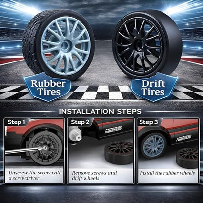 Remote Control Car RC Drift Car 2.4GHz 1:24 Scale 4WD 15KM/H High Speed Model Vehicle with LED Lights Drifting Tire Racing Sport Toy Car for Adults Boys Girls Kids Gift - color: A-red