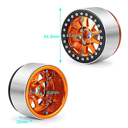 4PCS Aluminum Alloy 2.2 Inch RC Beadlock Wheels Rims 35mm for AXIAL Wraith RR10 TRX4 1/10th RC Crawler Truck Car