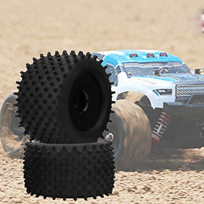 155mm Rubber Tire 82mm Hub Wheel Upgrade Kit, RC Rubber Tire for 1/8 Truck, High - Grip Tread with Nylon Hub and Plastic Rim, Dampening Off - Road Vibration