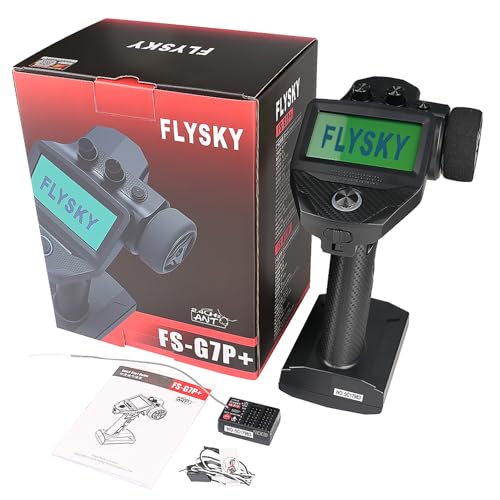 Flysky FS-G7P+ Transmitter, 2.4GHz 10CH New Upgrades FS-G7P Transmitter with FS-R11P Receiver Combo, Upgraded Memory, Foam Wheel, Lightweight, Wide-View UI, Type-C & 300m+ Range