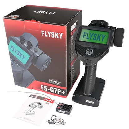Flysky FS-G7P+ Transmitter, 2.4GHz 10CH New Upgrades FS-G7P Transmitter with FS-R11P Receiver Combo, Upgraded Memory, Foam Wheel, Lightweight, Wide-View UI, Type-C & 300m+ Range