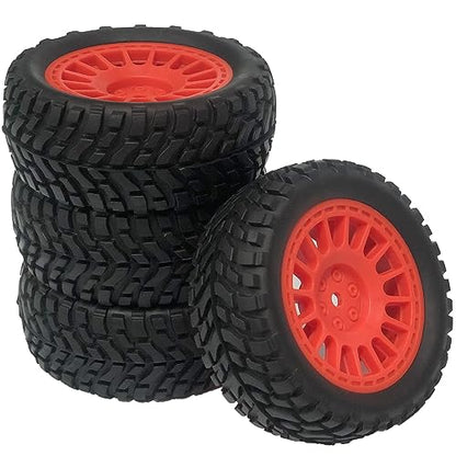 4PCS 75mm Rubber Tyres Tires with Foam Inserts and Plastic Wheel Rims 12mm Hex for 1/10 On-Road RC Drift Touring Car 1/14 1/16 1/18 Rally Car Replacement Parts(Red) - color: Red