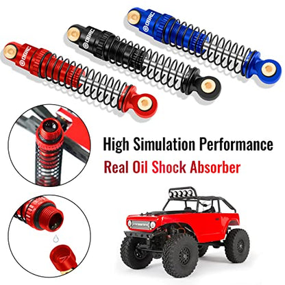 OGRC Shocks Absorber Oil Threaded Damper Aluminum Front & Rear Shocks for Axial SCX24 C10 JLU Deadbolt Gladiator Bronco Upgrade Parts (Red) - color: Red