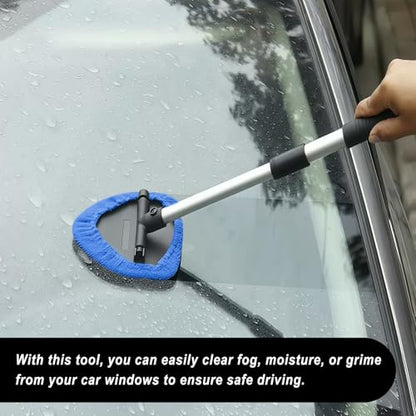 9 PCS Car Windshield Cleaner Tool Kit, Car Window Cleaner Windshield Cleaning Tool with Microfiber Pad Spray Bottle Detailing Brush and Extendable Handle, Auto Glass Wiper Kit Home Window, Blue