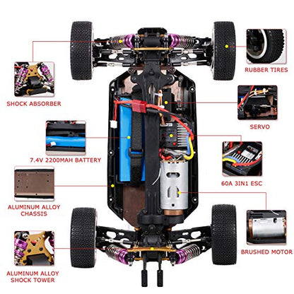 GoolRC WLtoys 124019 RC Car, 1/12 Scale 2.4GHz 4WD 60km/h High Speed Racing Buggy Drift Car RTR, Aluminum Alloy Chassis, Zinc Alloy Gear, 1 Battery - size: 1 Battery