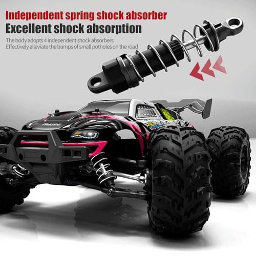 43mph+ Brushless Fast RC Cars for Adults, 1:16 4WD RC Truck with Light, High Speed, Fast RC Car Off-Road Waterproof Truck, 3 Batteries (Yellow) - color: 16102pro,3 Batteries(yellow)