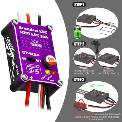 GOUPRC Upgarde 30A Brushless Esc & 2204 2400KV Brushless Outrunner Motor with Transmission and Replacement Gears Combo Kit for SCX24 RC Crawler Axial 1/24 RC Car Truck - color: Purple