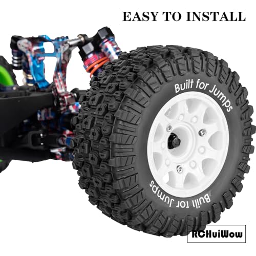 12mm/14mm/17mm Hex RC Tires for 1/10 RC Scale Truck Slash 2WD 4×4 Senton Axia1 L0S1 Red cat Rc 4wd,1/10 Short Course Truck Tires w/Foam Inserts,4PCS,White - color: White(4pcs)