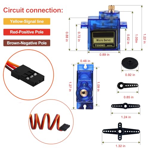 4 Pack Full Metal Gear TS90MD 9g Digital Micro RC Servo 270 Degree Upgrade SG90 Mini Servos Motor for Arduino RC Smart Car 450 Aircraft Plane Boat DIY Project PWM500-2500 Controllable Angle