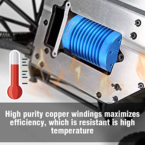 RC Car Motor Brushless Motor, 3000KV / 4370KV Sensorless Brushless Motor RC Motor Cooling Fans Surpass for 1/10 1/12 RC Car Truck Crawler (4370KV)