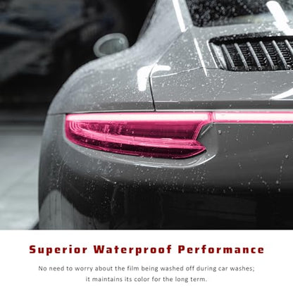 Car Light Tint Film, 12" × 48" Waterproof Headlight Vinyl Wrap Film Includes Squeegee & Cutter, Self-Adhesive Air-Release Wrap for Fog Lights, Taillights, and Headlights (Pink) - color: Pink