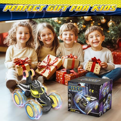 Mafbeanl Remote Control Car Stunt RC Cars 360° Rotating with 2.4GHz Rechargeable Wheel Lights Toys Car Gift for Boys 3 4 5 6 7 8 9 10 11 12 (Black) - color: Black