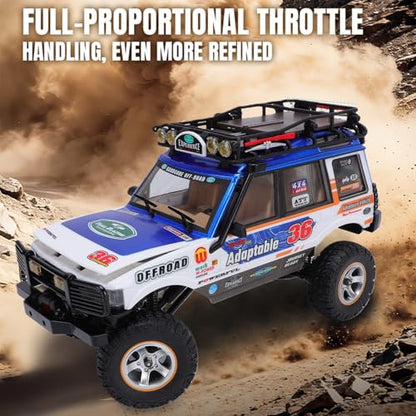1/18 Scale RC Crawler, 2.4GHz Full Proportional Remote Control Off Road Car, 4WD RC Rock Truck Simulation Off Road Climbing Vehicle Dual Speed Model Car for Adults (Blue) - color: Blue
