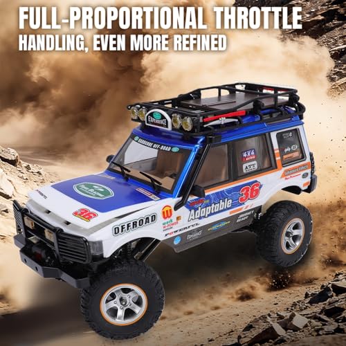1/18 Scale RC Crawler, 2.4GHz Full Proportional Remote Control Off Road Car, 4WD RC Rock Truck Simulation Off Road Climbing Vehicle Dual Speed Model Car for Adults (Blue) - color: Blue