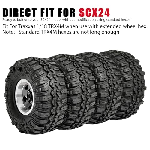 1.0 Beadlock Wheel Soft Tire Set RC Upgrade Part for Traxxas 1/18 TRX4M 1/24 RC Crawlers car Axial SCX24 FMS FCX24 Gladiator Bronco C10 JLU Deadbolt B17 Upgrade.(4Pcs/Set) - color: Black