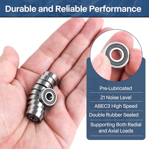 R4-2RS Bearing 1/4x5/8x.196, Rubber Sealed Steel 20-Pack
