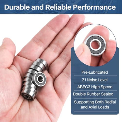 R4-2RS Bearing 1/4x5/8x.196, Rubber Sealed Steel 20-Pack