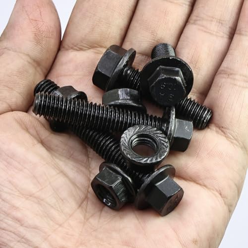 Hex Flange Bolts and Nuts Kit, Alloy Steel Grade 10.9, M8 x 1.25, 20mm 30mm 40mm 50mm, Black Oxide, 56 Pieces - color: 56PCS M8 Bolts and Nuts Kit