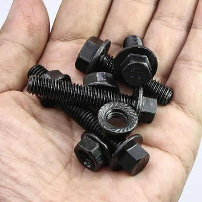 Hex Flange Bolts and Nuts Kit, Alloy Steel Grade 10.9, M8 x 1.25, 20mm 30mm 40mm 50mm, Black Oxide, 56 Pieces - color: 56PCS M8 Bolts and Nuts Kit