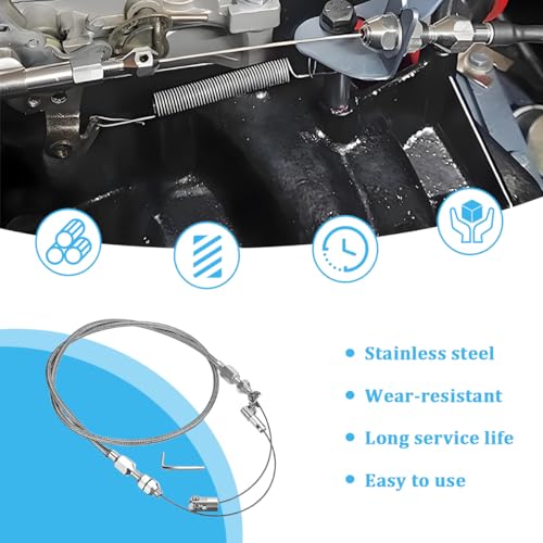 36" Car Braided Throttle Cable Kit, Adjustable Stainless Steel Vehicle Fuel Line Gas Accelerator Cable, Automotive Throttle Lines Replacement Set, Universal for SUV RV Truck - size: 36''