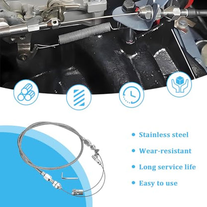 Car Braided Throttle Cable Kit, Adjustable Stainless Steel Vehicle Fuel Line Gas Accelerator Cable, Automotive Throttle Lines Replacement Set, Universal for SUV RV Truck - size: 24''