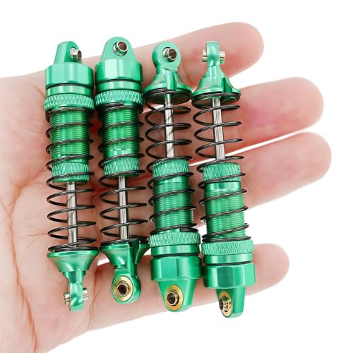 1/18 RC Aluminum Shock Absorbers Set 67mm, Pre-Assembled Suspension Damper Kit for RC Cars, Front Rear Upgrade Parts, 4PCS (Green) - color: Green