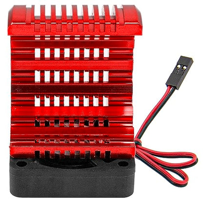 Universal 42mm Aluminum Heat Sink Heatsink with 5V Cooling Fan for 1/8 RC Car 4068 4076 4274 7282 1515 Brushless Engine Motor (Red) - color: Red