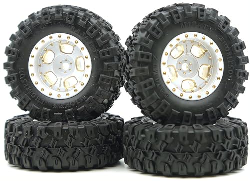 47g Brass Heavy 1.0-2mm Offset Beadlock Wheel Tires Set for 1/18 1/24 RC Crawler (White) TT