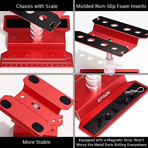 RC Car Work Stand & 520 Pcs RC Screws Kit for 1/8-1/18 RC Car, R - color: Red