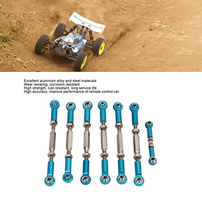 RC Car Push Rod Set, Aluminum Alloy Adjustable Turnbuckle Rod Linkage Upgrade Parts for Slash 1/10 Short Course (Blue) - color: Blue