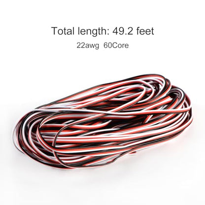22AWG Servo Cable 50 feet 3-pin Line for Futaba JR RC Servo Hobby Model Aircraft Model Wiring 60 corex0.08mm