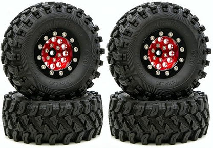 Rc 1.3 Beadlock Wheel Tires Set (Red Black) - color: Red Black