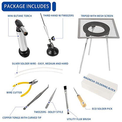Standard Jewelry Soldering Kit with Silver Solder Wire & Butane Torch Kit for Jewelry Making Project & DIY Projects