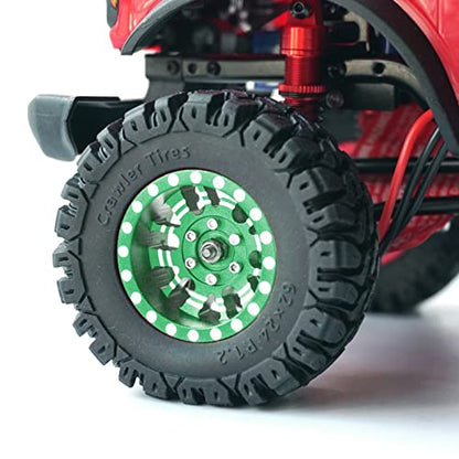 OGRC 1.0 Plus (1.2 Inches) Beadlock Wheels 7mm Negative Offset Wheel Rims Super Soft Sticky Tires for TRX4M SCX24 FCX24 AX24 1/24 1/18 RC Crawler Car - 62 * 24mm (Green) - color: Green
