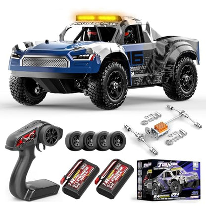 1:16 Scale RC Monster Truck, 2.4GHz Remote Control Fast RC Car 36km/h 4WD Off-Road Water-Resistant Electric Powered Vehicle with Dual Batteries, Drift & Off-Road Tires, Metal Drivetrain and LED Lights