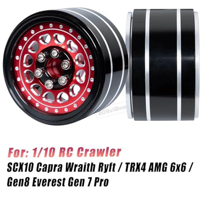 RC Wide 1.57'' (40mm) 2.2 Beadlock Wheels for SCX10 Capra Wraith Ryft / TRX4 AMG 6x6 / Gen8 Everest Gen 7 Pro,Adjustable 4 Offsets Rims,4Pack,Red w/Black - color: Red W/ Black(4pcs)