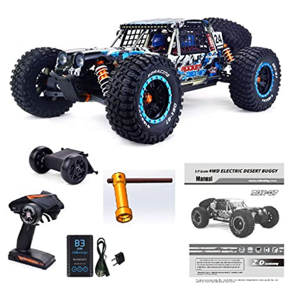 1/7 Scale 4WD Brushless Desert Buggy, 2000KV Motor 150A ESC 25KG Metal Servo, CNC Adjustable Aluminum Shocks, 2.4GHz RTR Hobby Off Road RC Car for Adults 14+（Without Battery） - color: White