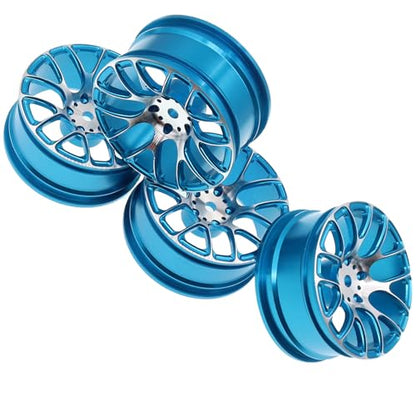 4Pcs Treehobby Metal Wheel Rims 12mm Hex Hubs Width 26mm Compatible with Tamiya TT-01 Kyosho RedCat Sakura D4 XIS HSP 1/10 RC Drift On-Road Racing Touring Car Upgrades Parts(Blue)