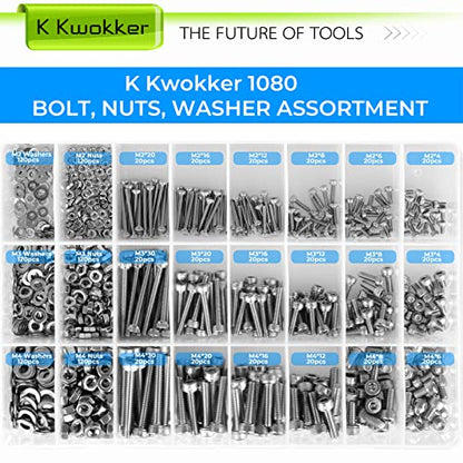 Metric Bolt Assortment M2 M3 M4 4MM to 30MM Hex Socket Head Cap Machine Screws 304 Stainless Steel Screws Nuts and Washers, Silver Bolts and Nuts Kit - size: B. M2 M3 M4