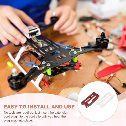 MECCANIXITY 40 Pcs Servo Extension Cable Clips, Servo Cable Safety Connector Lead Wire Buckle Lock for RC Car Plane Boat DIY Y Adapter Cable, White/Red - color: White/Red