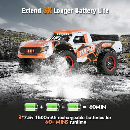 GoolRC 1:14 Scale Brushless RC Trucks, 2.4G 4WD High Speed 70 KMH Fast RC Cars, All Terrain Electric Off-Road Remote Control Truck with 3 Batteries, Hobby RC Car Gifts for Adults - size: 3 battery