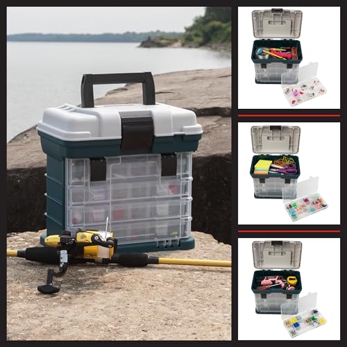Stalwart Portable Tool Box Small Parts Organizer, Gray | With Drawers and Customizable Compartments for Hardware, Fishing Tackle Box, Beads, or Crafting Supplies - size: 10 inches (L) x 7 inches (W) x 10.5 inches (H)