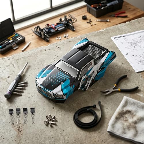 Aramox RC Car Truck Body Shell, RC Car Cover Graffiti Design PC Aerodynamic Shell with Installation Pins for 1/16 4W D High Speed SCY16101 16102 PRO (Blue) - color: Blue