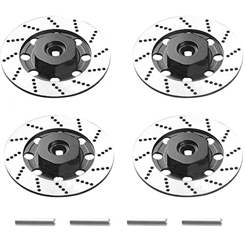 4Pack Vgoohobby Metal 12mm RC Car Hex Hub 12mm Brake Disc Wheel Hubs Adapter Spacer Compatible with Traxxas Tamiya Redcat HSP HPI 1/10 On-Road Car (Black) - color: Black