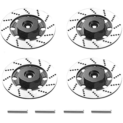 4Pack Vgoohobby Metal 12mm RC Car Hex Hub 12mm Brake Disc Wheel Hubs Adapter Spacer Compatible with Traxxas Tamiya Redcat HSP HPI 1/10 On-Road Car (Black) - color: Black